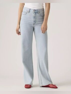 Levi's Ribcage Wide Leg High Rise Jean In Of Course Stone Light Blue Size 27
